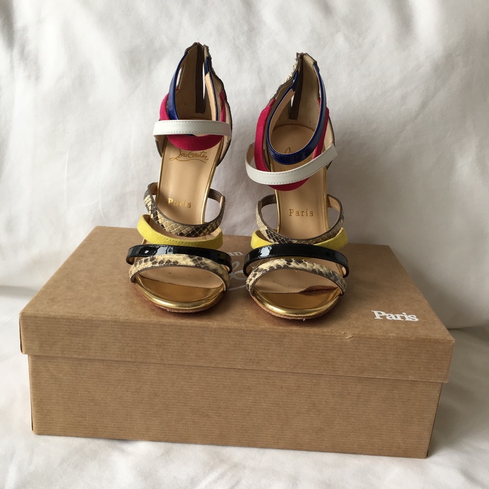 Christian Louboutin python strappy heals size 36